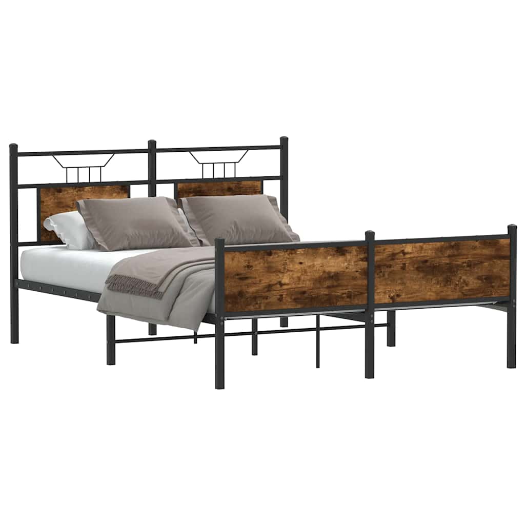 Vidaxl bedframe zonder matras hout gerookt eikenkleurig 137x190 cm