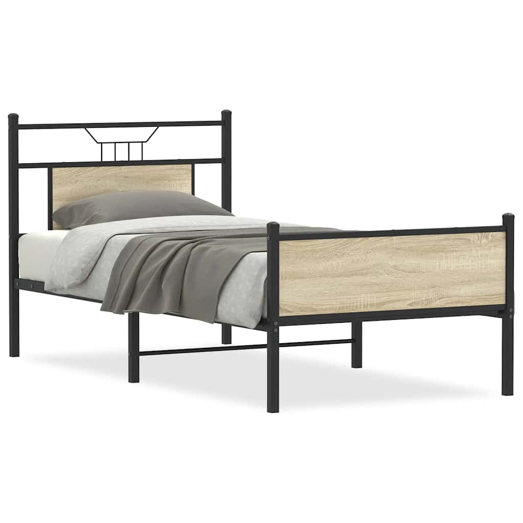 Vidaxl bedframe zonder matras hout sonoma eikenkleurig 75x190 cm