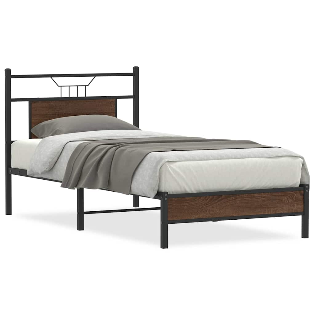 Vidaxl bedframe zonder matras bewerkt hout bruin eikenkleur 90x190 cm