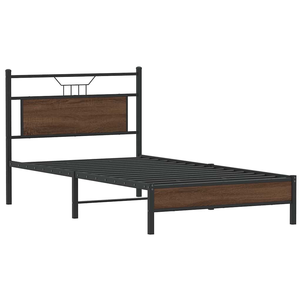 Vidaxl bedframe zonder matras bewerkt hout bruin eikenkleur 100x200 cm