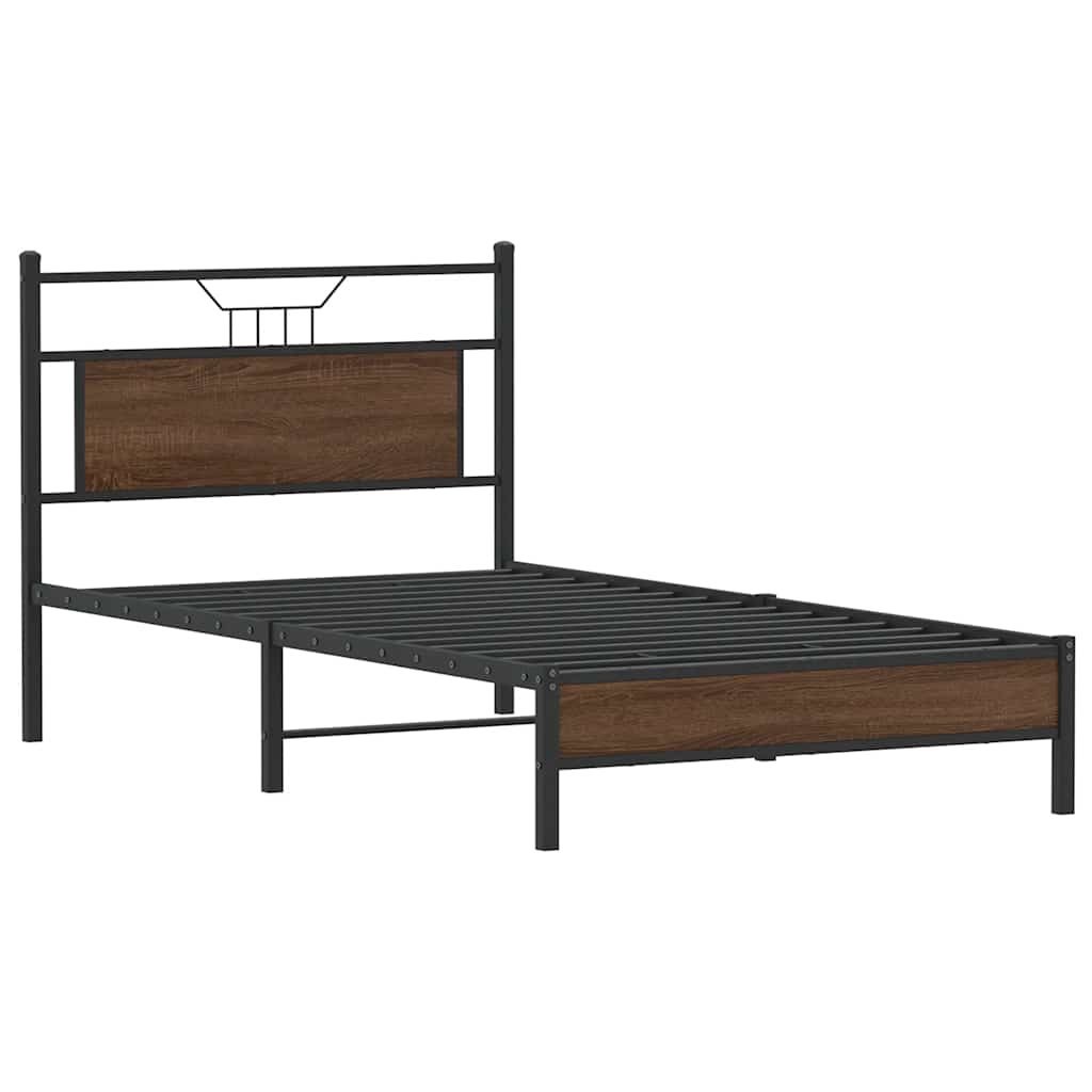 Vidaxl bedframe zonder matras 107x203 cm spaanplaat bruin eikenkleurig