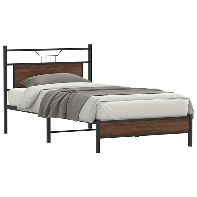 Vidaxl bedframe zonder matras 107x203 cm spaanplaat bruin eikenkleurig