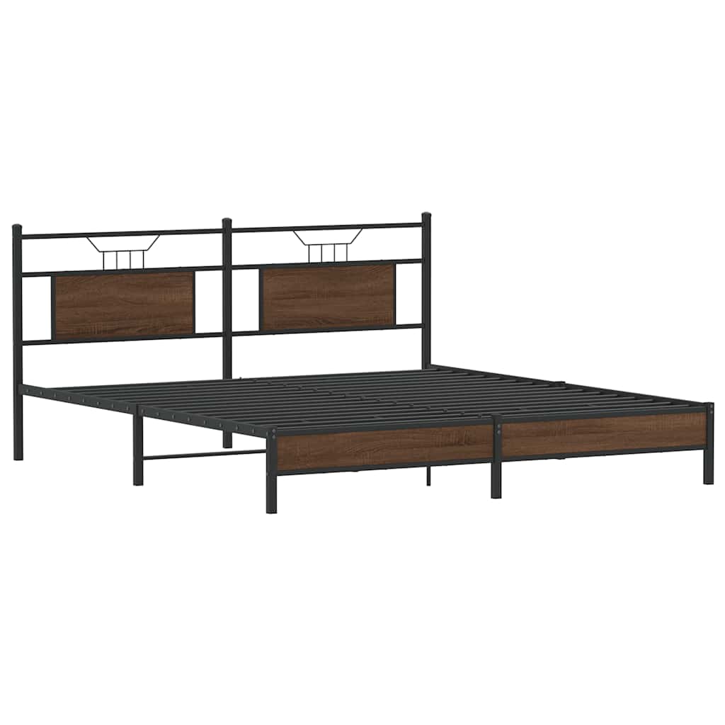 Vidaxl bedframe zonder matras bewerkt hout bruin eikenkleur 183x203 cm