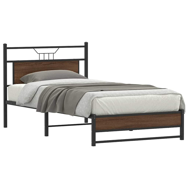 Vidaxl bedframe zonder matras 107x203 cm spaanplaat bruin eikenkleurig
