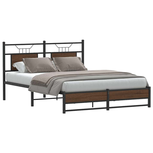 Vidaxl bedframe zonder matras bewerkt hout bruin eikenkleur 137x190 cm