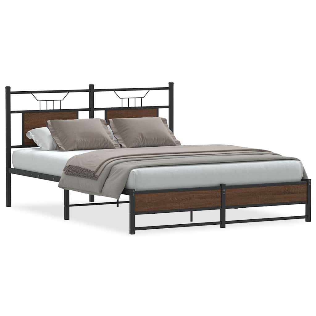 Vidaxl bedframe zonder matras bewerkt hout bruin eikenkleur 140x200 cm