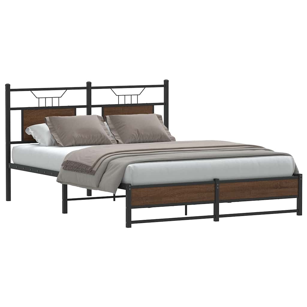 Vidaxl bedframe zonder matras bewerkt hout bruin eikenkleur 140x200 cm