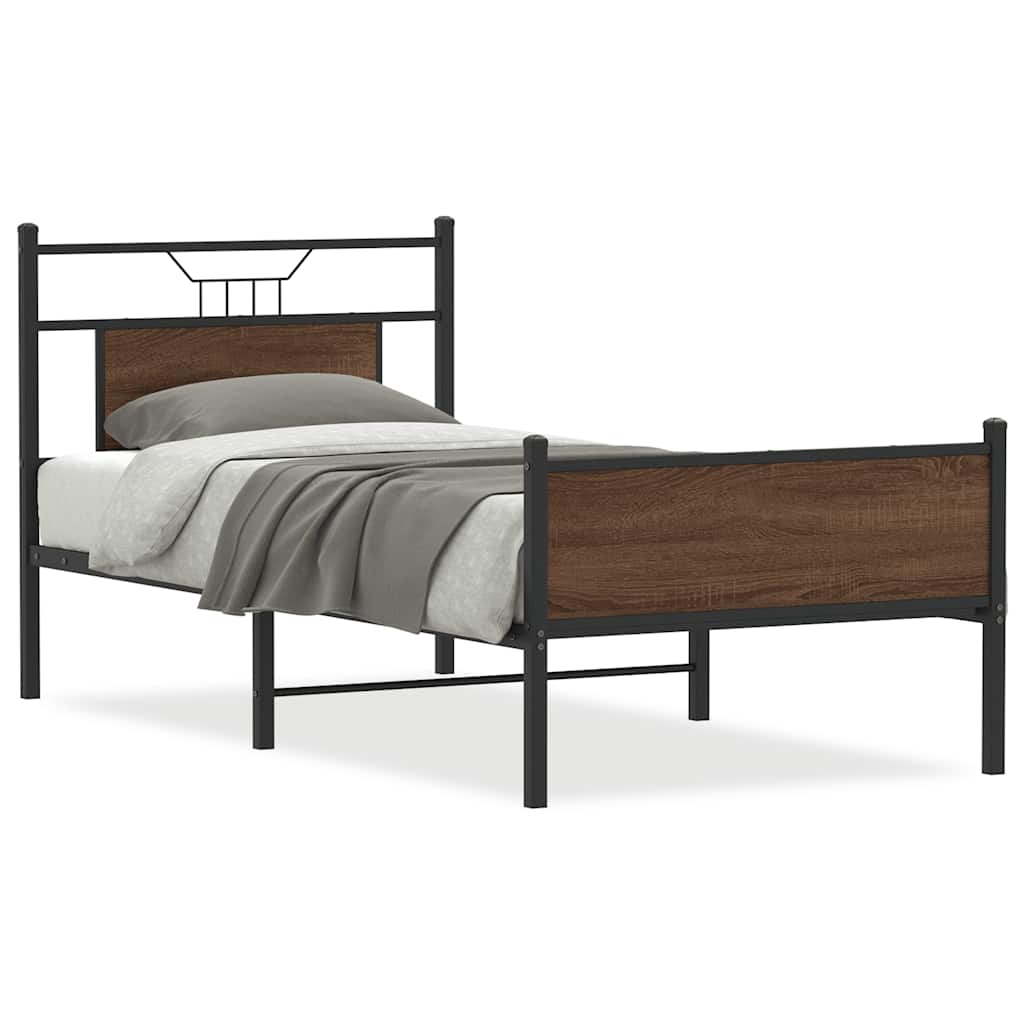 Vidaxl bedframe zonder matras bewerkt hout bruin eikenkleur 75x190 cm