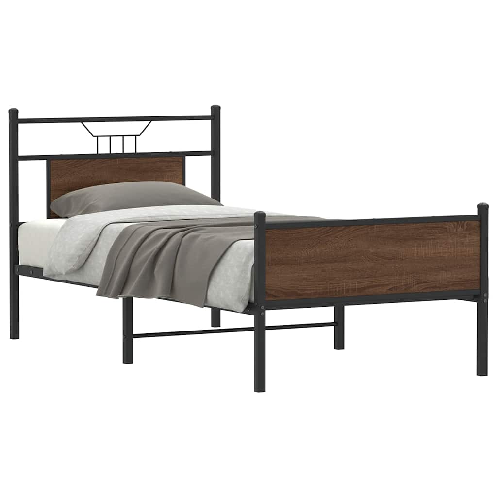 Vidaxl bedframe zonder matras bewerkt hout bruin eikenkleur 90x200 cm