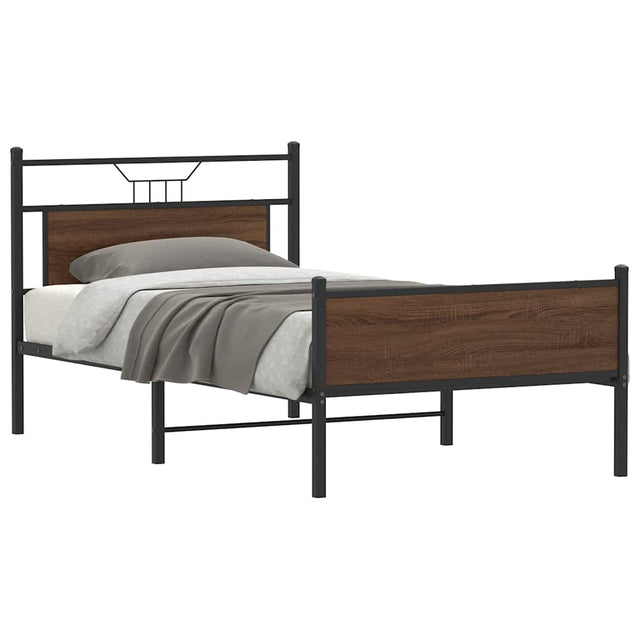 Vidaxl bedframe zonder matras bewerkt hout bruin eikenkleur 100x190 cm