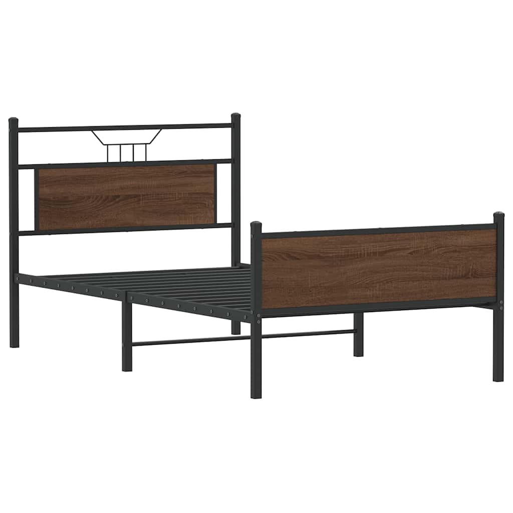 Vidaxl bedframe zonder matras 107x203 cm spaanplaat bruin eikenkleurig
