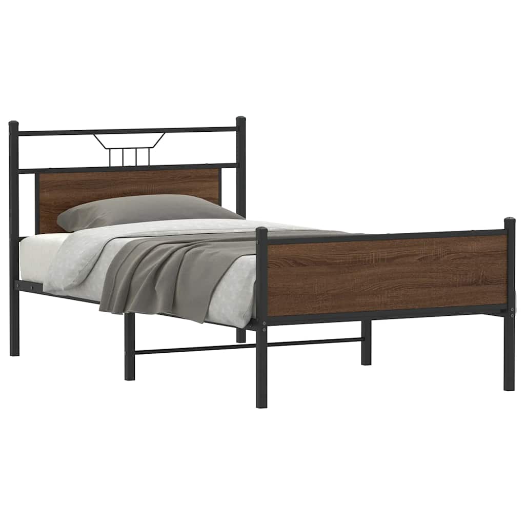 Vidaxl bedframe zonder matras 107x203 cm spaanplaat bruin eikenkleurig
