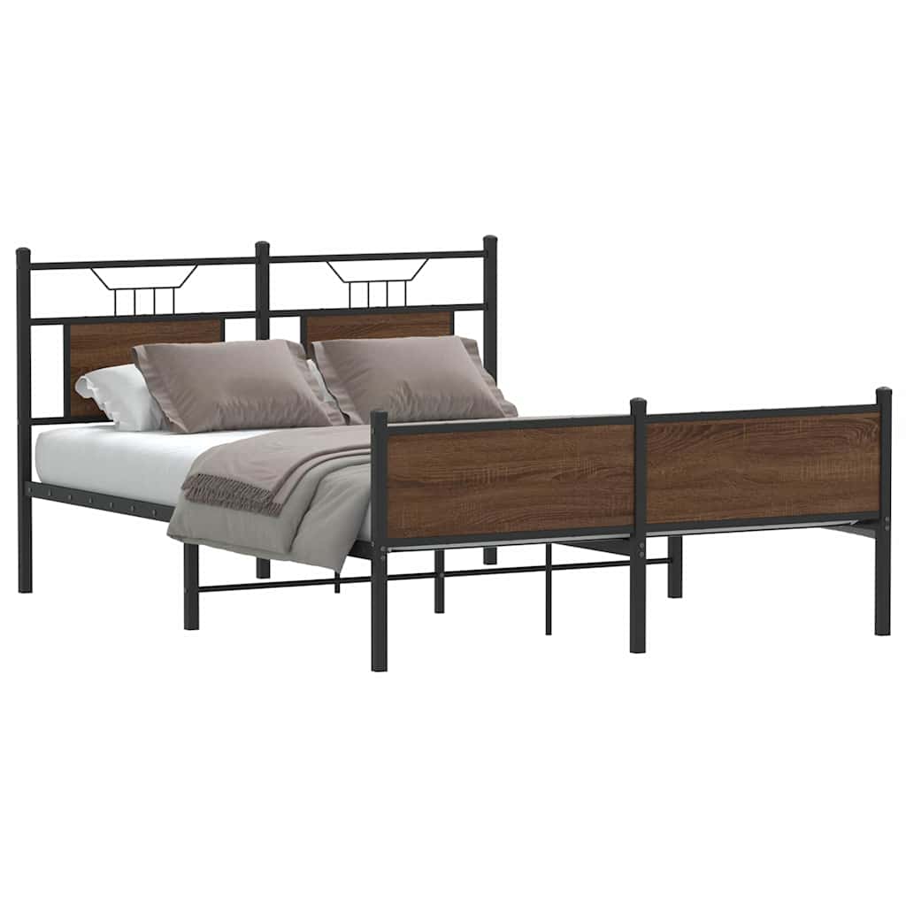 Vidaxl bedframe zonder matras bewerkt hout bruin eikenkleur 137x190 cm