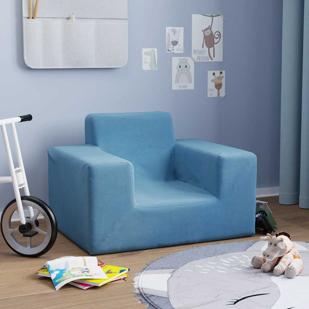 Vidaxl kinderbank zacht pluche blauw