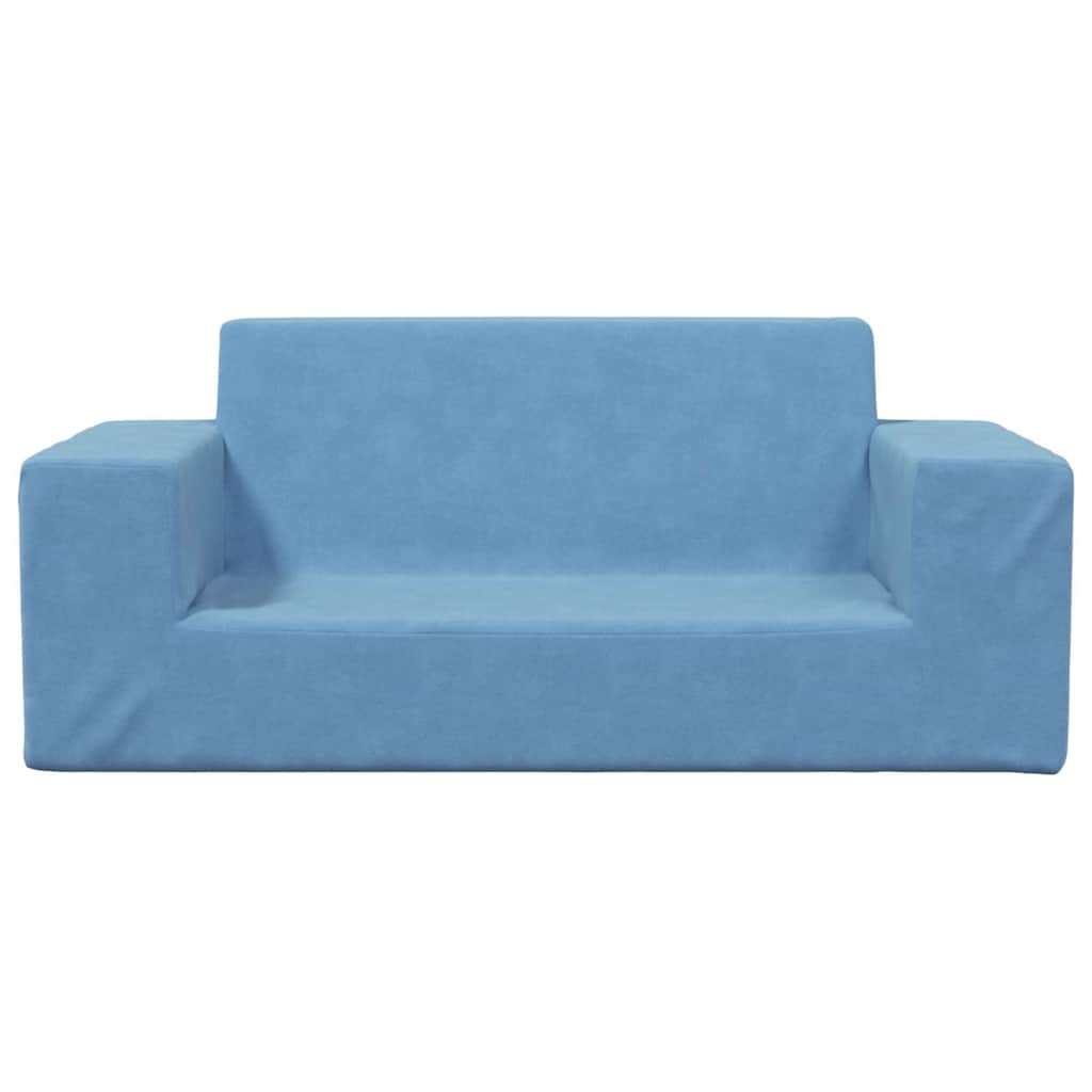 Vidaxl kinderbank 2-zits zacht pluche blauw