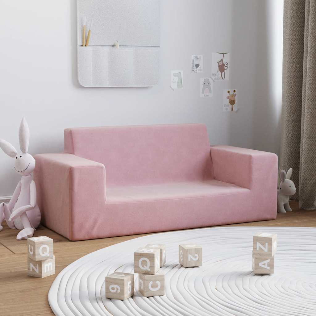Vidaxl kinderbank 2-zits zacht pluche roze