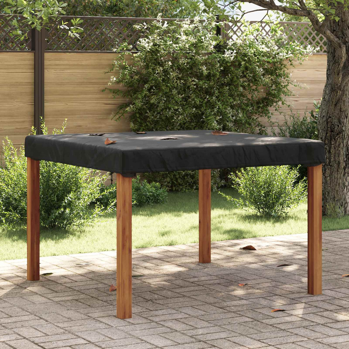 Vidaxl tafel dek 122 x 122 x 15 cm vierkant waterdicht zwart