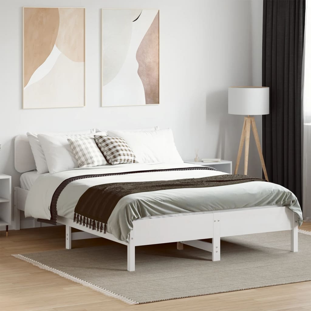 Vidaxl bedframe zonder matras massief grenenhout wit 120x200 cm
