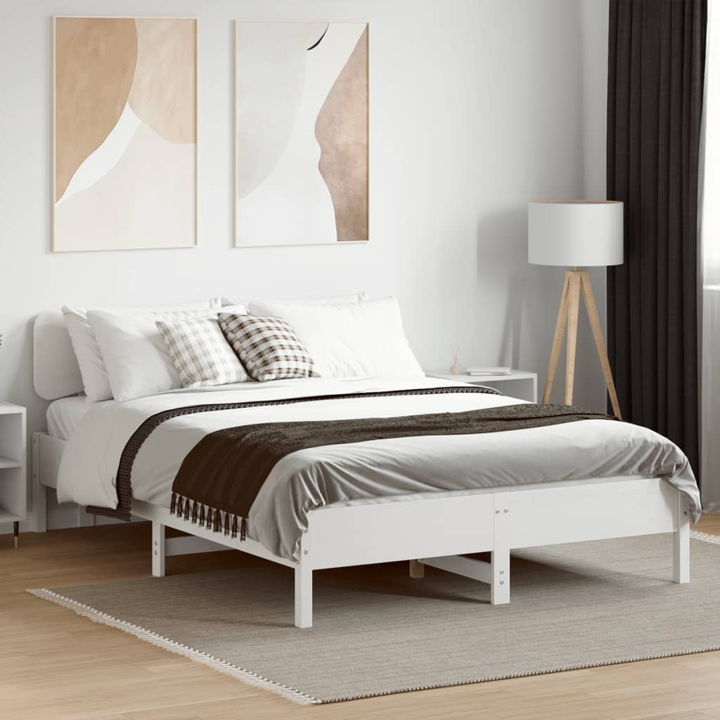 Vidaxl bedframe zonder matras massief grenenhout wit 135x190 cm