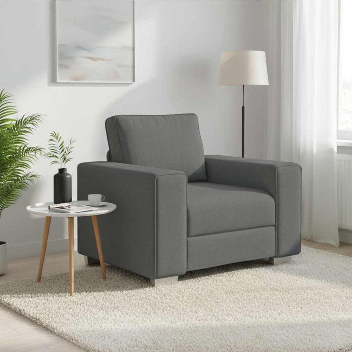 Vidaxl sofa stoel donkergrijs 100 cm stof