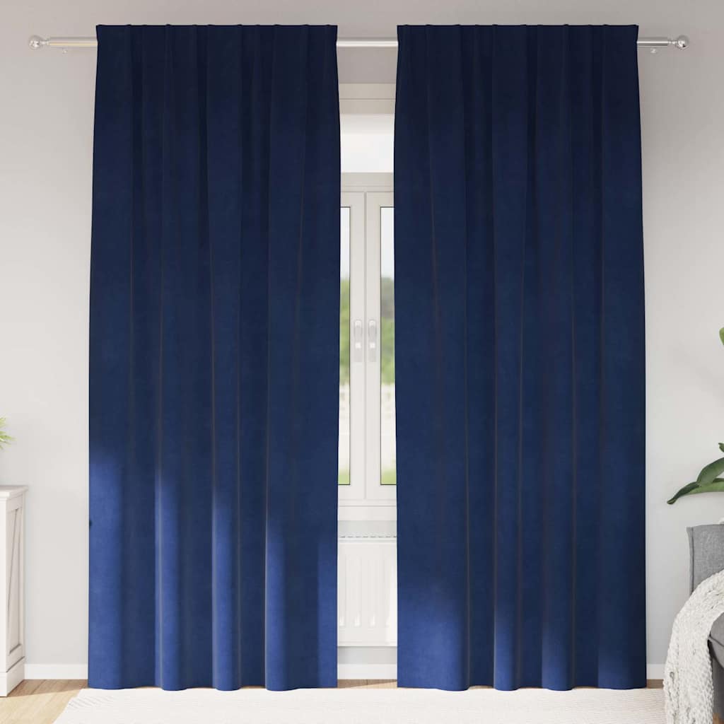 Vidaxl verduisterende gordijnen 2 pcs donkerblauw 140 x 245 cm fluweel