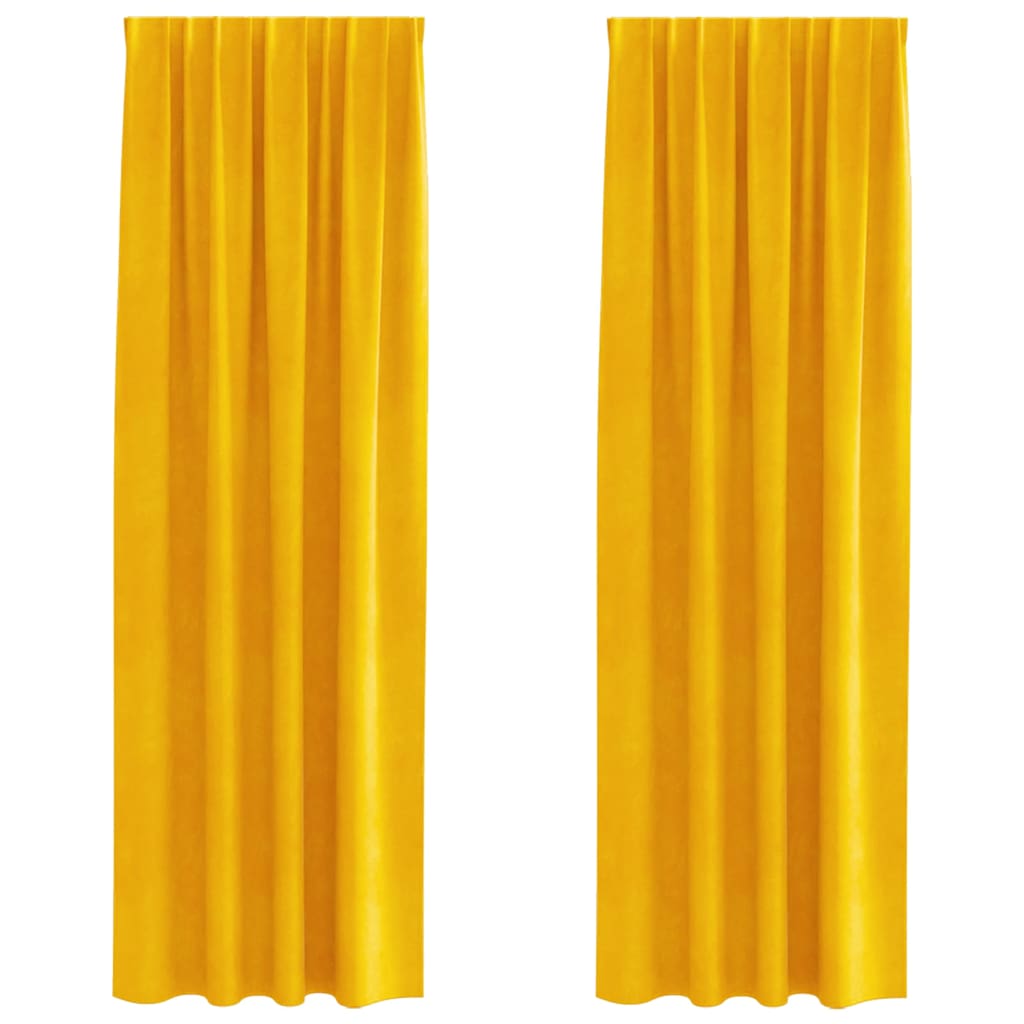 Vidaxl verduisterende gordijnen 2 pcs mosterdgeel 140 x 260 cm fluweel