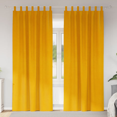 Vidaxl gordijnen 2 st mosterdgeel 140 x 225 cm fluweel