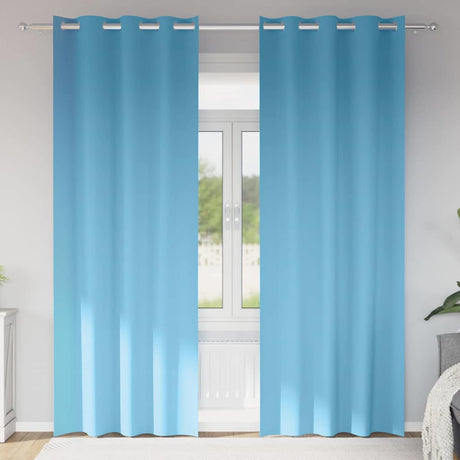 Vidaxl zwart-out gordijnen met ringen 2 st lichtblauw 245 x 140 cm