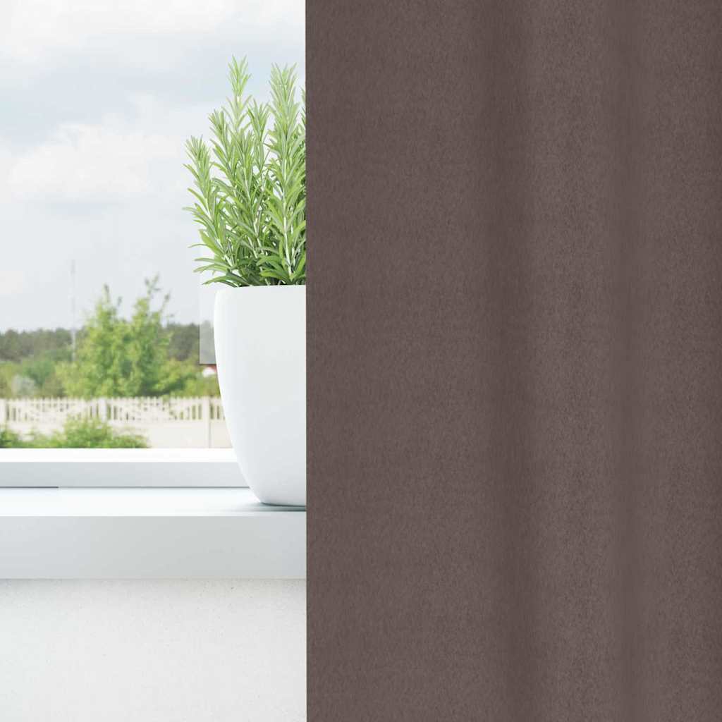 Vidaxl zwart-out gordijnen met ringen 2 st donkerbruin 260 x 140 cm