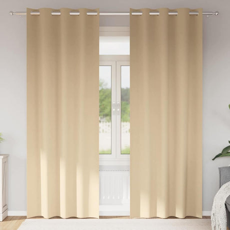Vidaxl zwart-out gordijnen met ringen 2 st crèmekleurig 225 x 140 cm