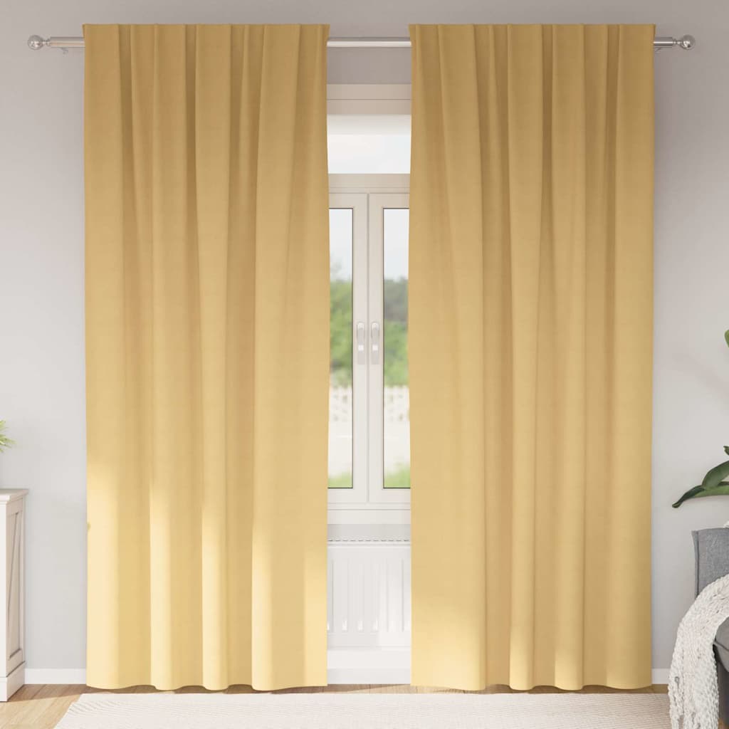 Vidaxl zwart-out gordijnen met ringen 2 pcs beige 260 x 140 cm