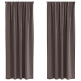 Vidaxl zwart-out gordijnen met ringen 2 pcs donkerbruin 260 x 140 cm
