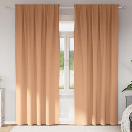 Vidaxl zwart-out gordijnen met ringen 2 st licht bruin 260 x 140 cm