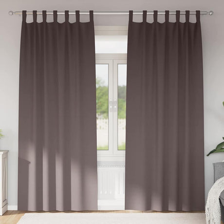 Vidaxl zwart-out gordijnen met ringen 2 st donkerbruin 225 x 140 cm