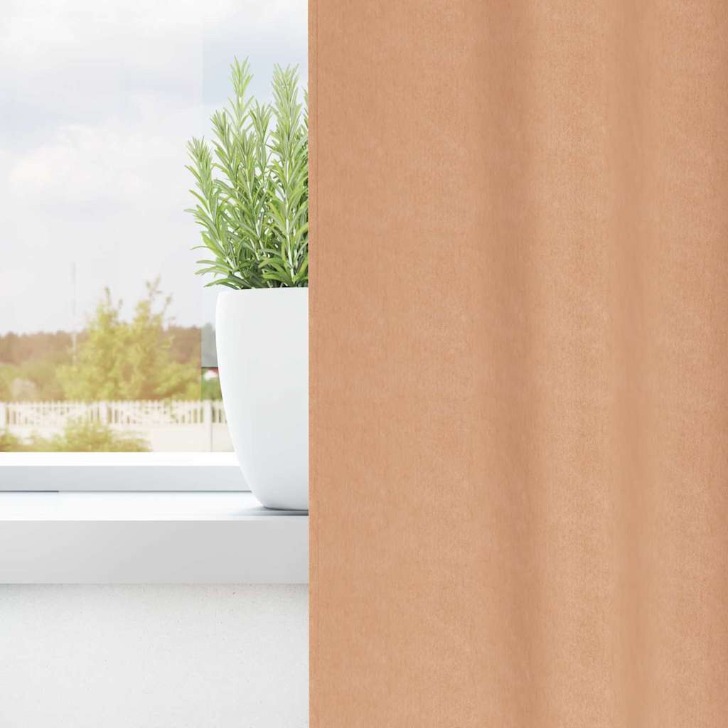 Vidaxl zwart-out gordijnen met ringen 2 pcs licht bruin 245 x 140 cm
