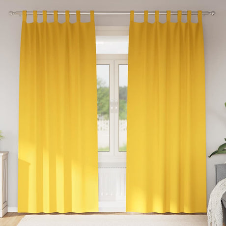 Vidaxl zwart-out gordijnen met ringen 2 pcs mosterdgeel 225 x 140 cm