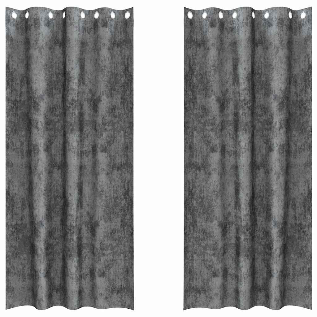 Vidaxl velvet gordijnen met gordijnen 2 pcs grijs 225 x 140 cm fluweel
