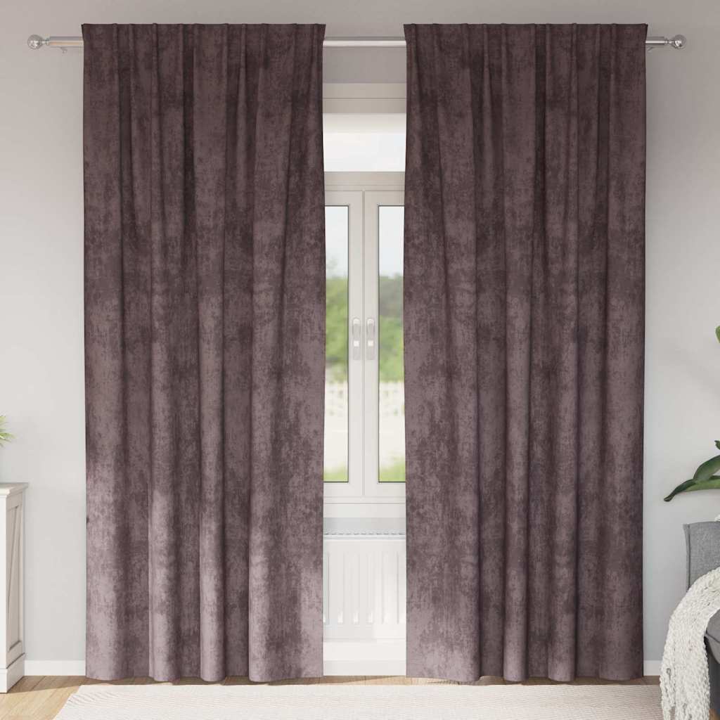 Vidaxl velvet gordijnen met gordijnen 2 pcs bruin 260 x 140 cm fluweel