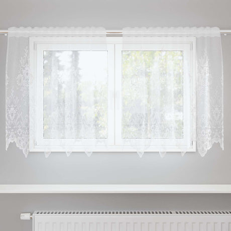 Vidaxl kantgordijn met gordijnen bloemen wit 80 x 150 cm polyester