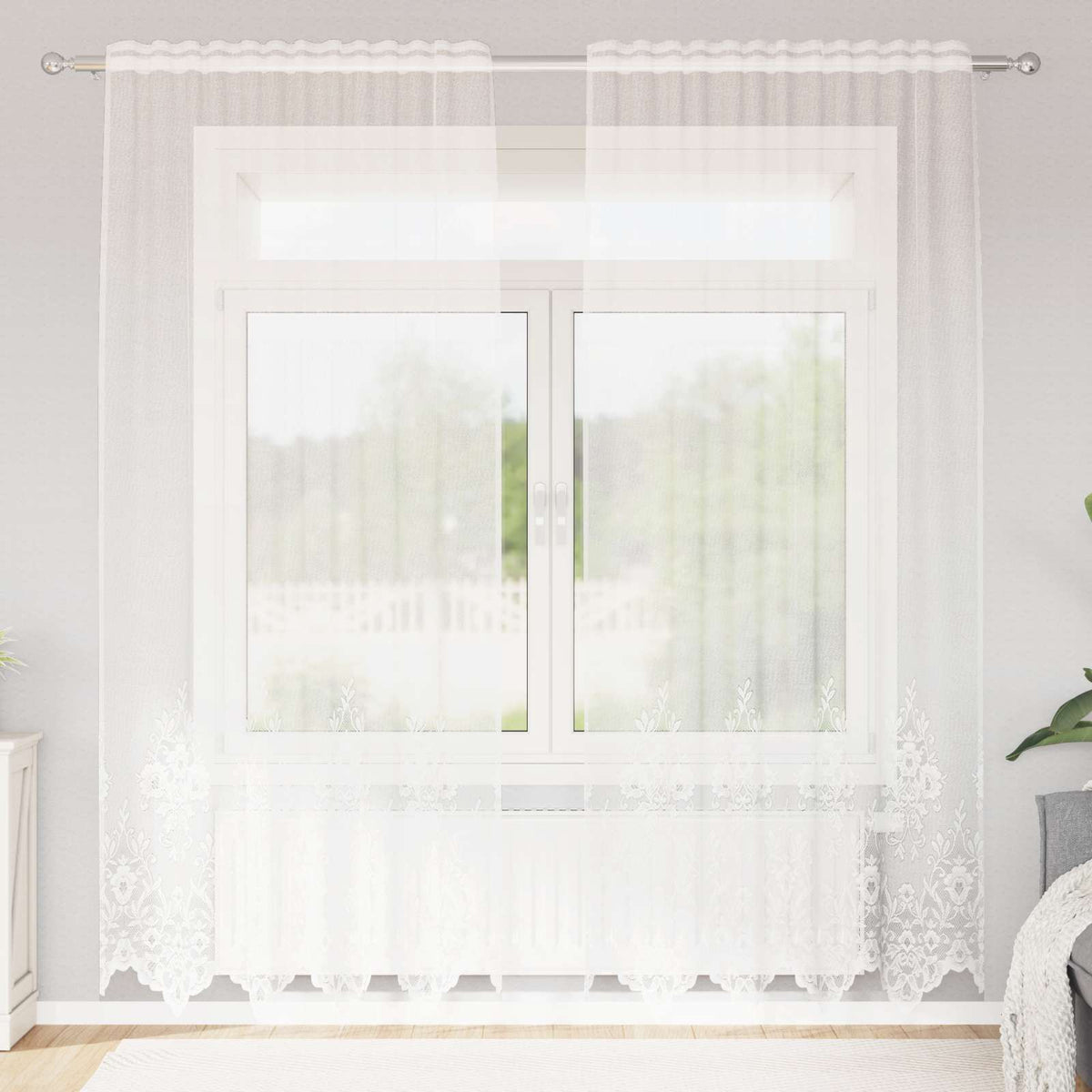 Vidaxl kantgordijn wit 245x150cm polyester