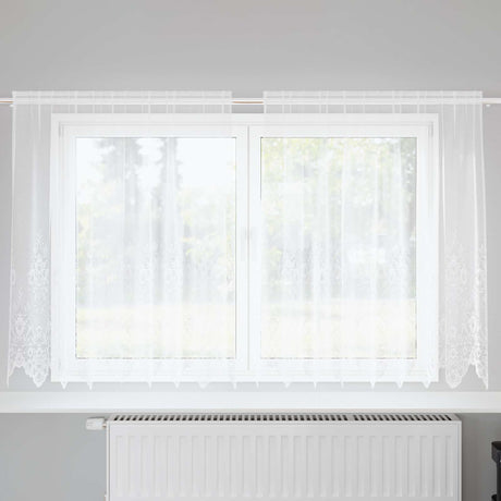 Vidaxl kantgordijn met gordijnen bloemen wit 180 x 200 cm polyester