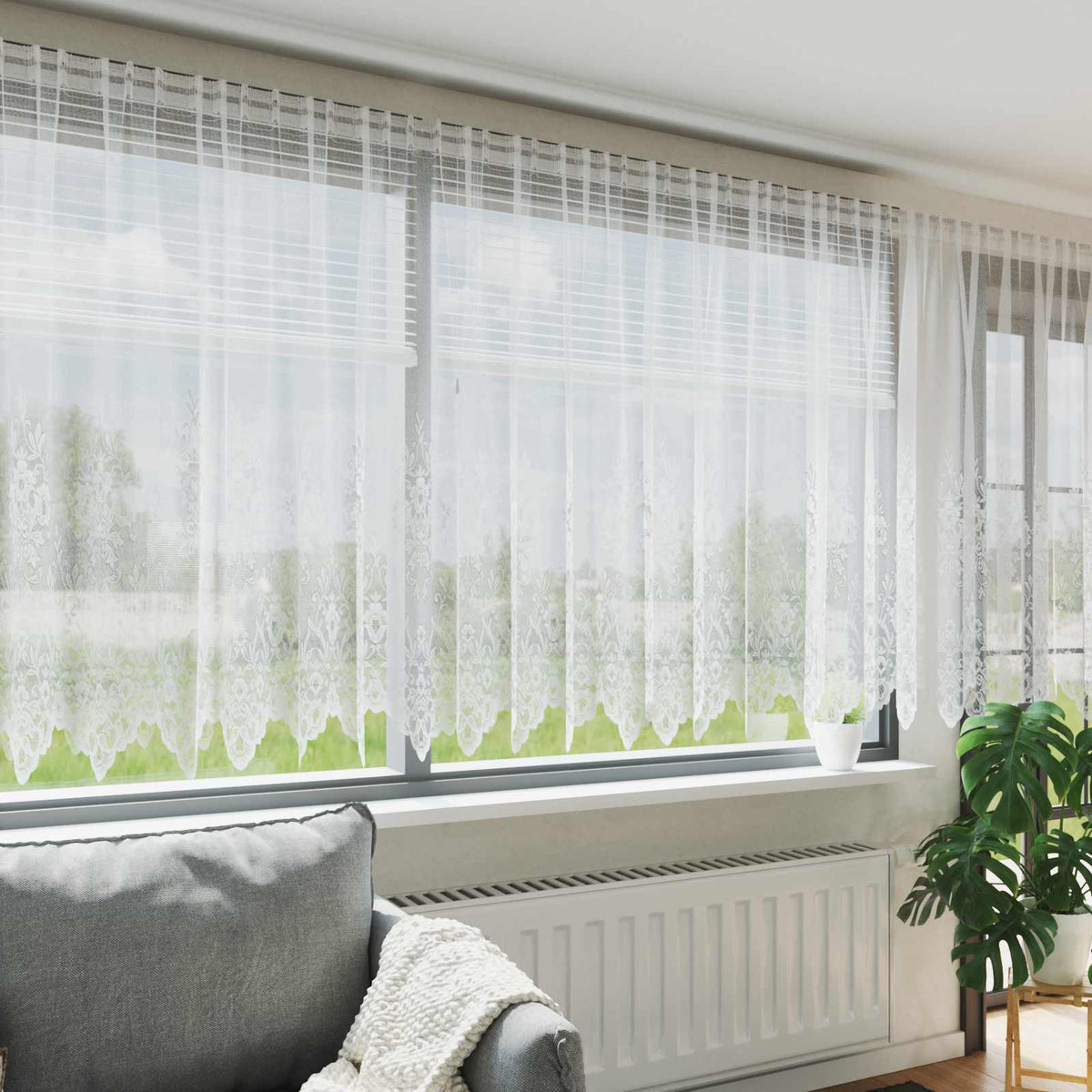 Vidaxl kantgordijn wit 200 x 500 cm polyester