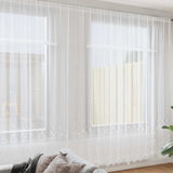 Vidaxl kantgordijn met gordijnen bloemen wit 260x750cm polyester