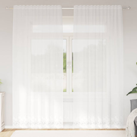 Vidaxl kantgordijn met gordijnen bloemen wit 240 x 150 cm polyester