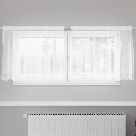 Vidaxl kantgordijn met gordijnen bloemen wit 100 x 200 cm polyester
