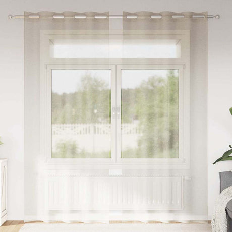 Vidaxl voile gordijn met gordijnen 2 pcs zand 260 x 140 cm polyester