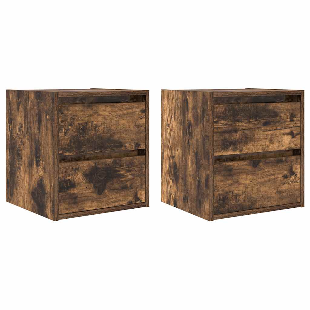 Vidaxl nachtkastjes 2 st wandgemonteerd 38x34x40 cm gerookt eikenkleur