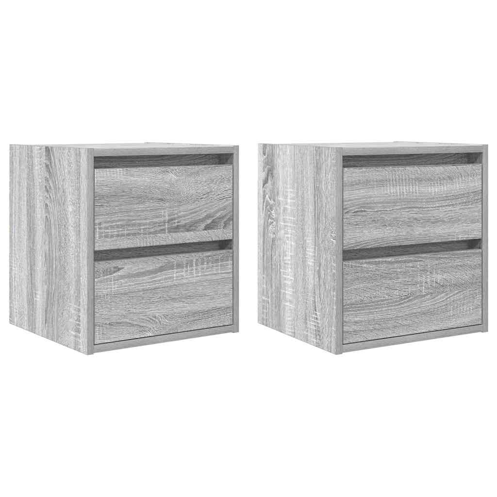 Vidaxl nachtkastjes 2 st wandgemonteerd 38x34x40 cm grijs sonoma eiken