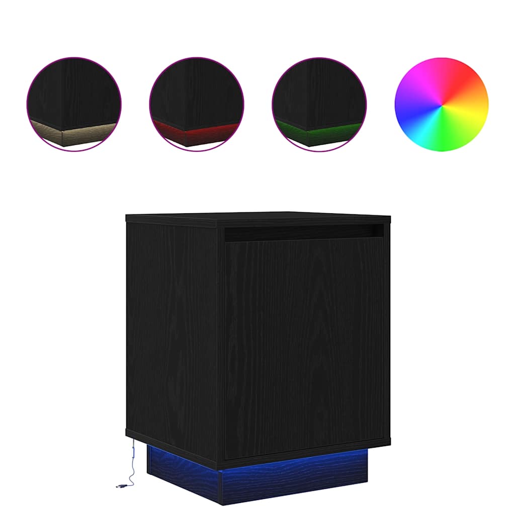 Vidaxl nachtkastjes met led-verlichting 2 st 38x34x50 cm zwart