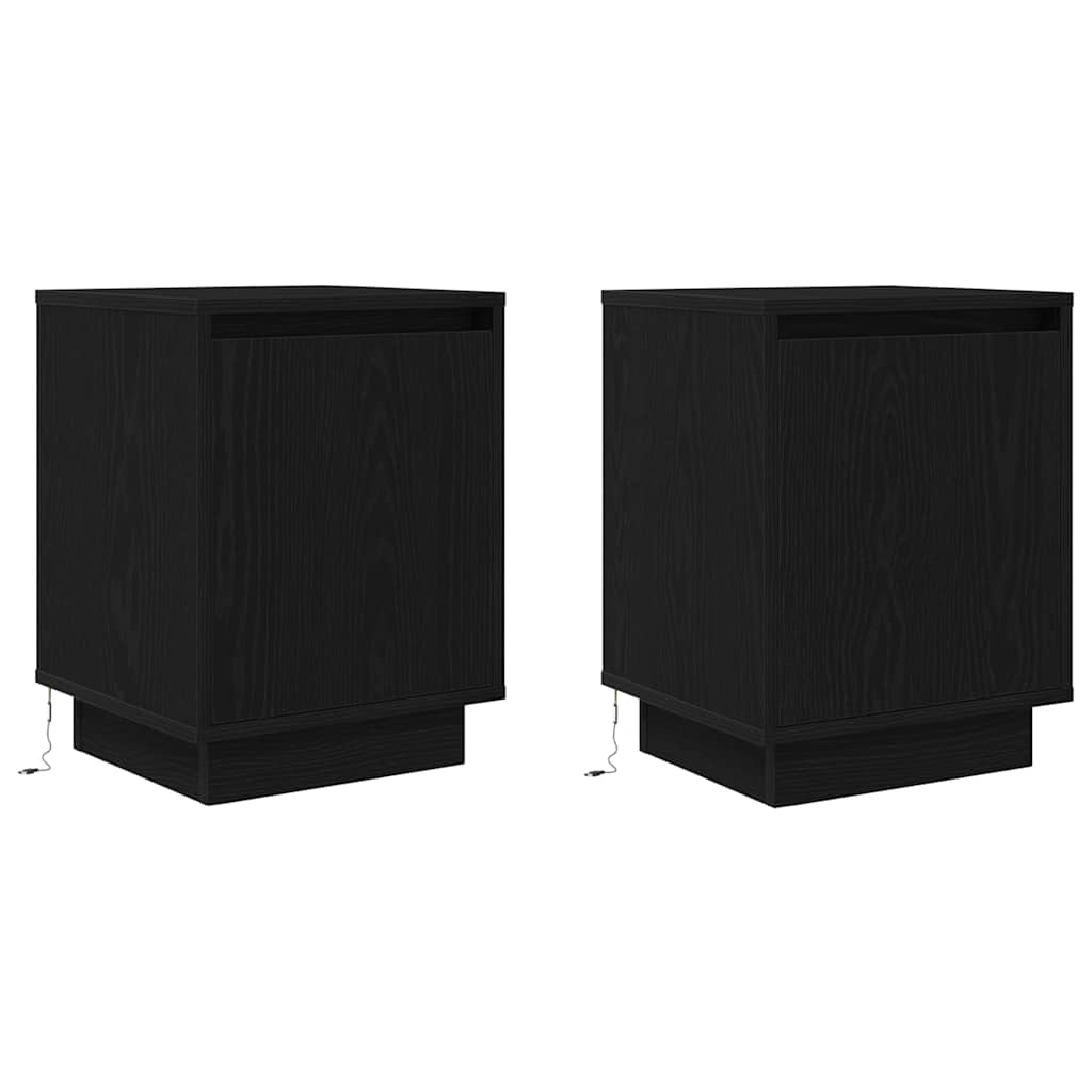 Vidaxl nachtkastjes met led-verlichting 2 st 38x34x50 cm zwart